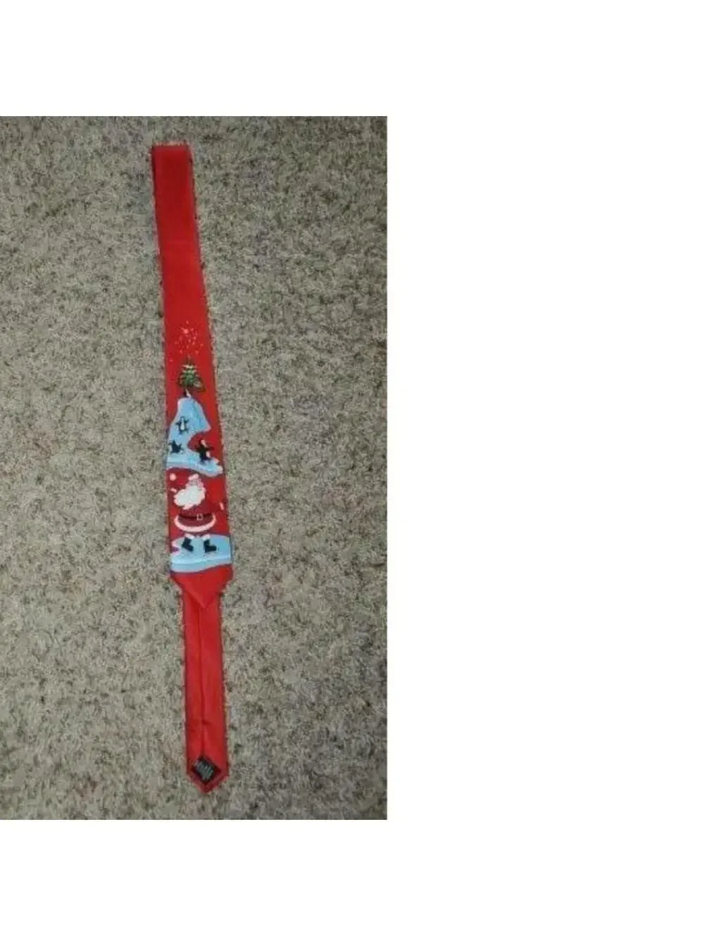Christmas Necktie Red Santa & Penguin HoHoHo Polyester Lined 47